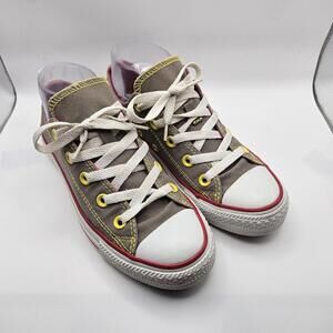 Converse All Star Unisex Grey Yellow Eyelet Pink Inner Low Top US M 4 W 6